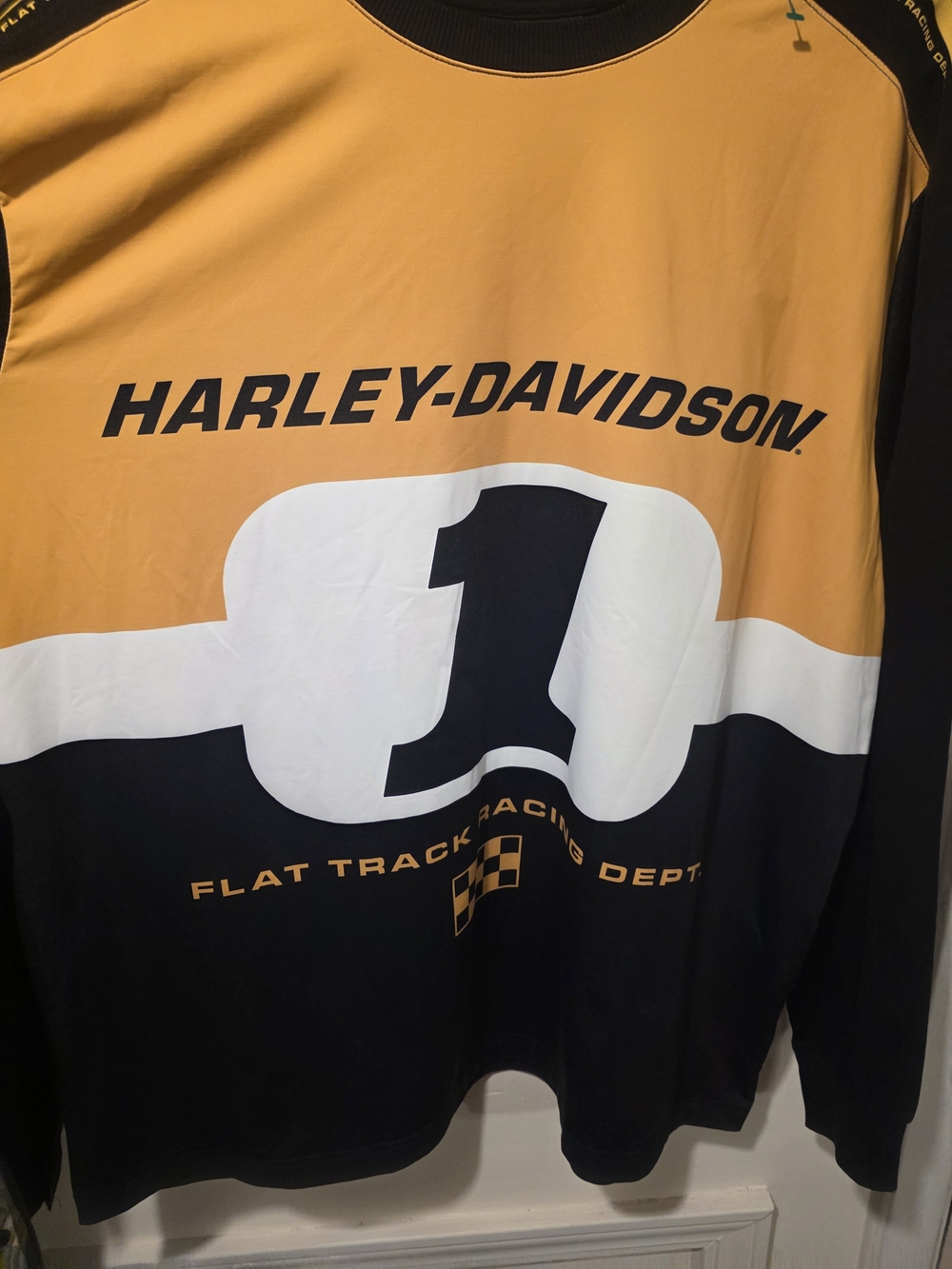 Harley-Davidson Men’s Number 1 Colorblock Long-Sleeve Shirt - Gold/Black